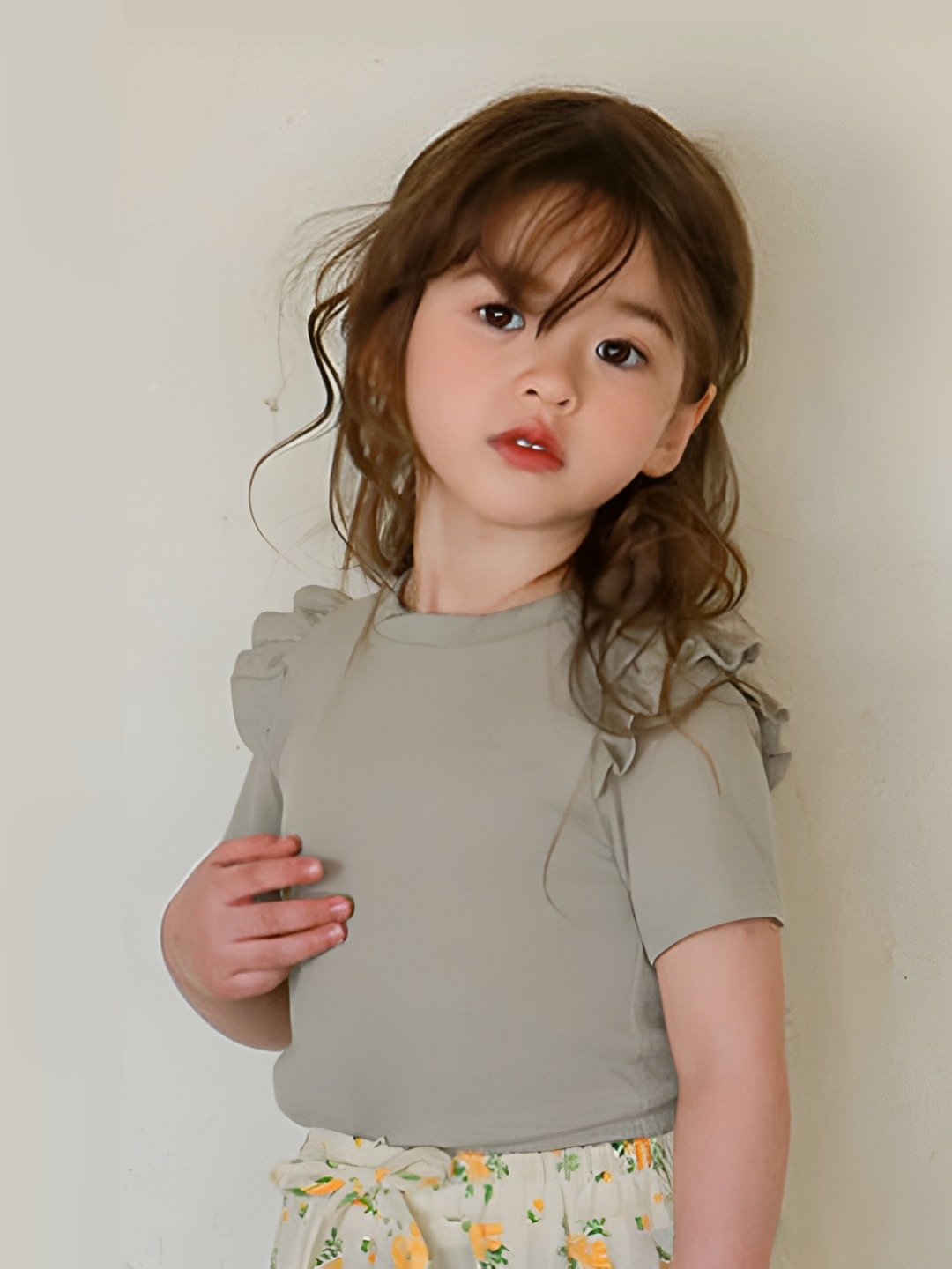 

LULU & SKY Girls High Neck Cut Outs T-shirt, Green