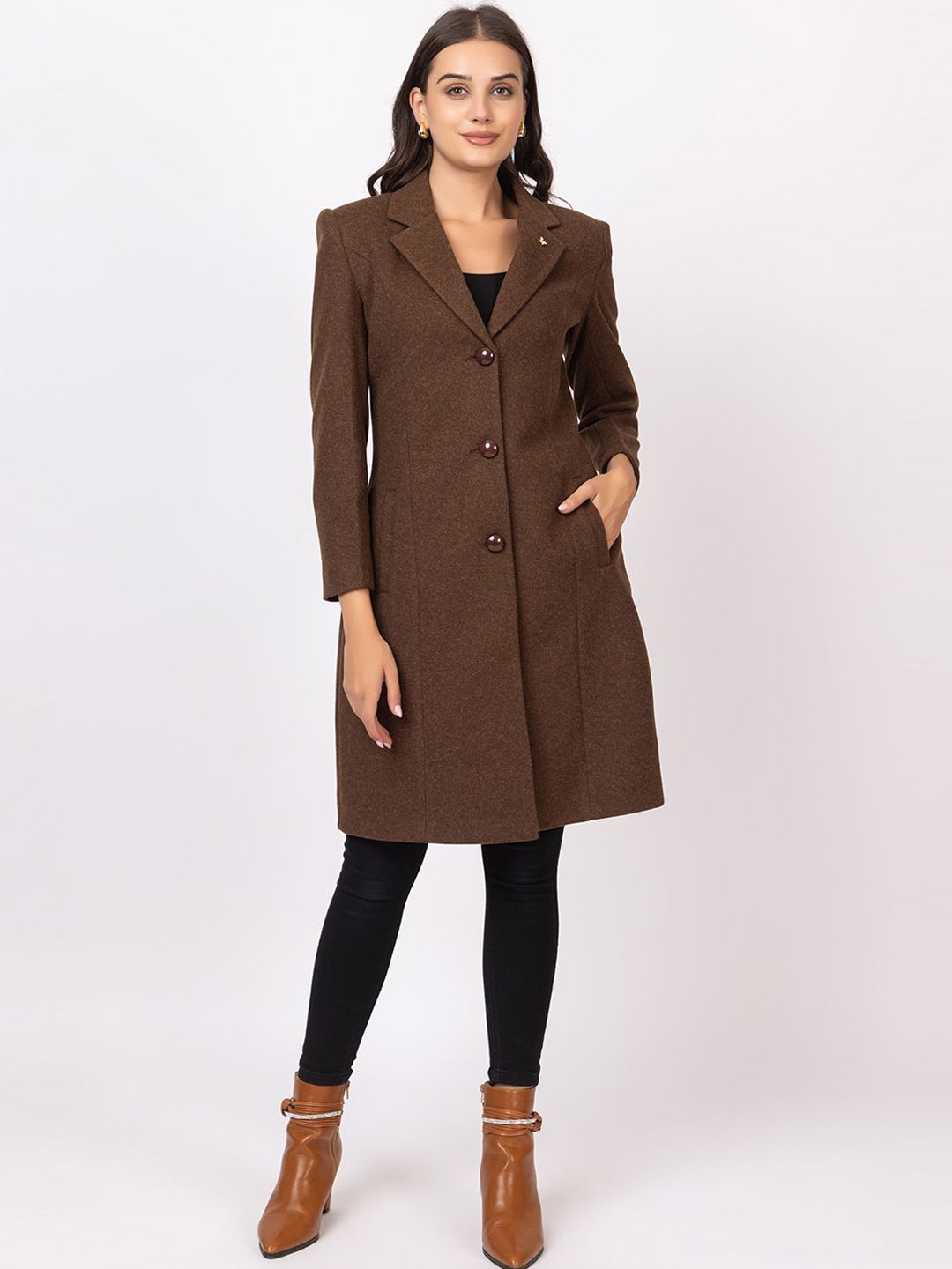 

TWENTY ME Single-Breasted Overcoat, Brown