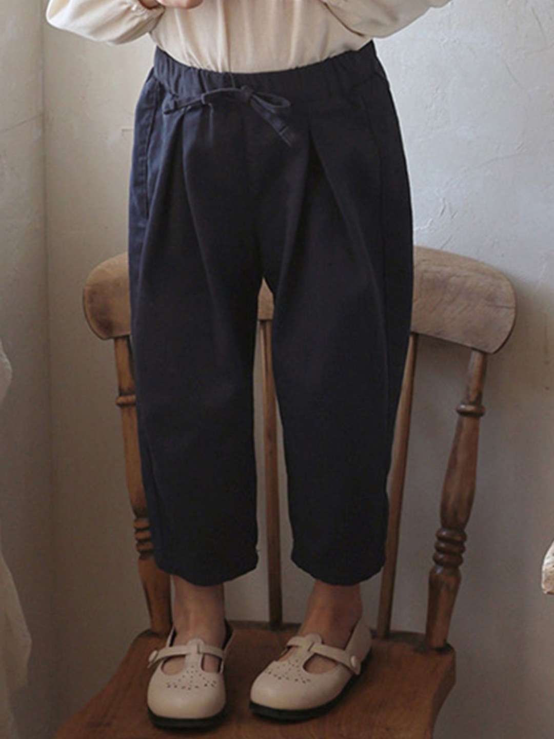 

LULU & SKY Girls Slim Fit High-Rise Trousers, Navy blue
