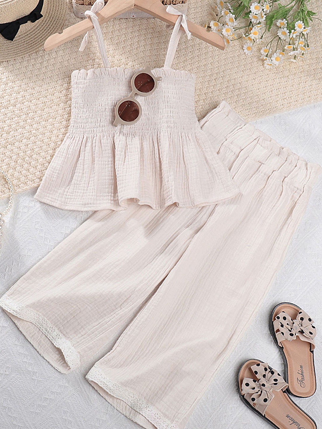 

LULU & SKY Girls Tunic with Pyjamas, Beige