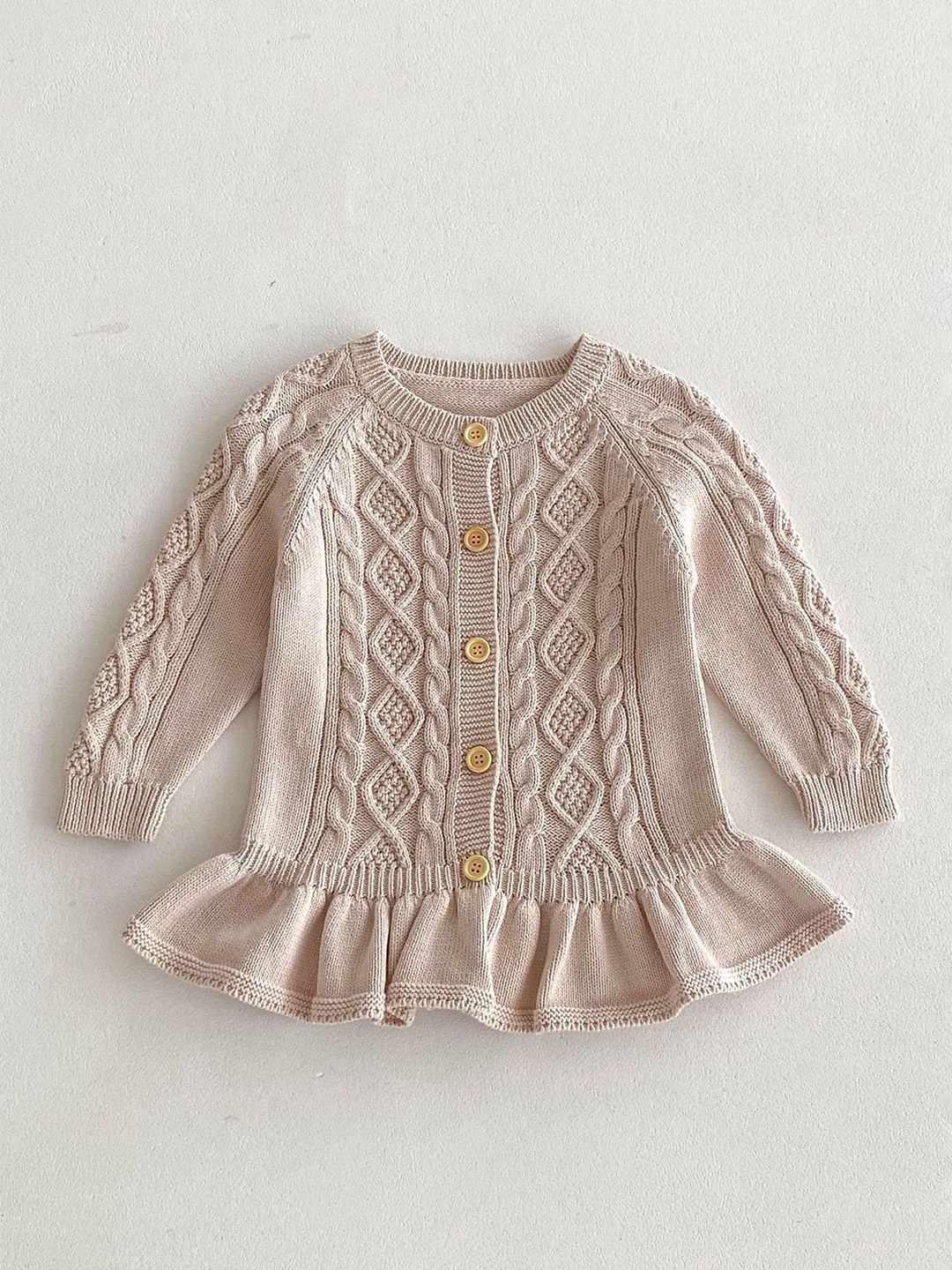 

LULU & SKY Girls Cable Knit Cardigan, Khaki