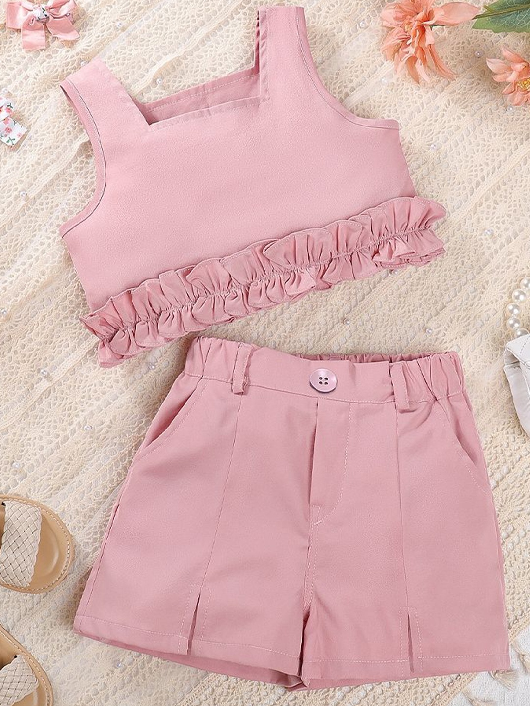 

LULU & SKY Girls Top with Shorts, Pink