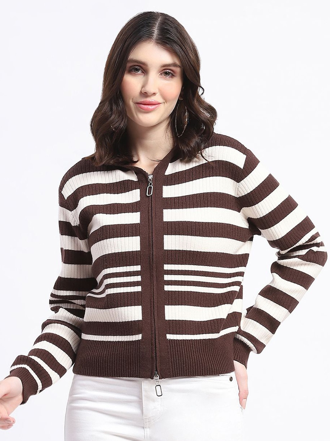 

Madame Striped Shirt Style Top, Brown