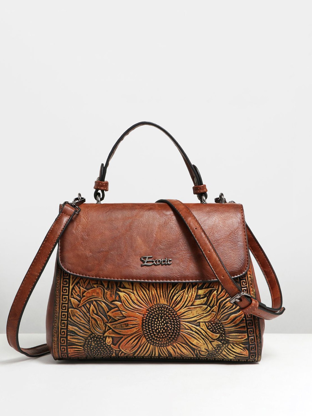 

Exotic Floral Swagger Handheld Bag, Brown