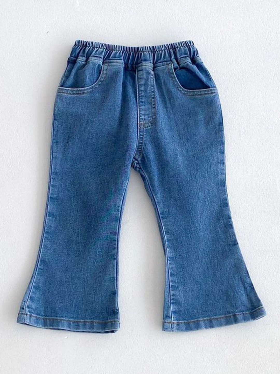 

LULU & SKY Girls Flared High-Rise Low Distress Jeans, Blue