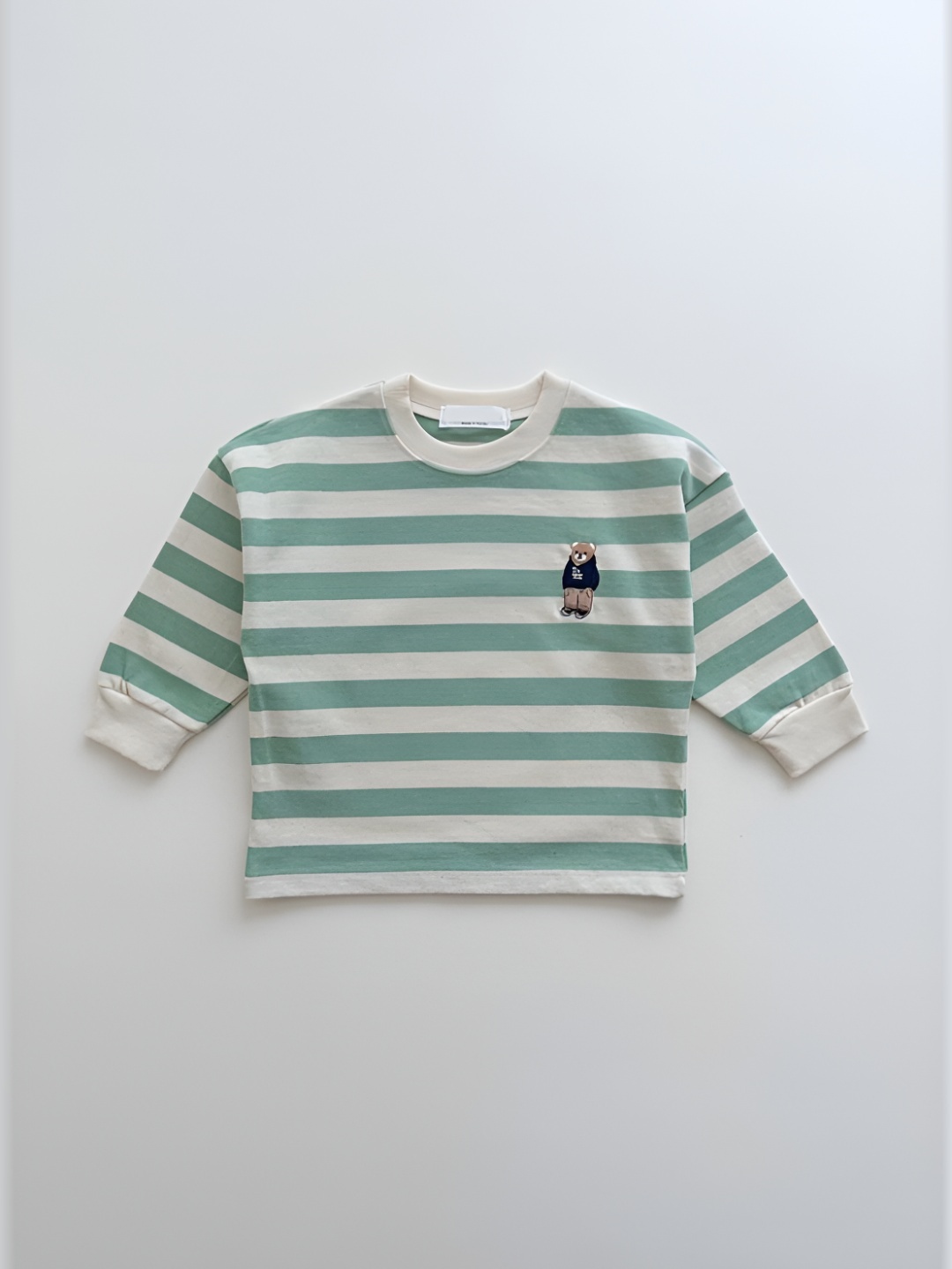 

LULU & SKY Girls Striped Round Neck Cotton T-shirt, Green