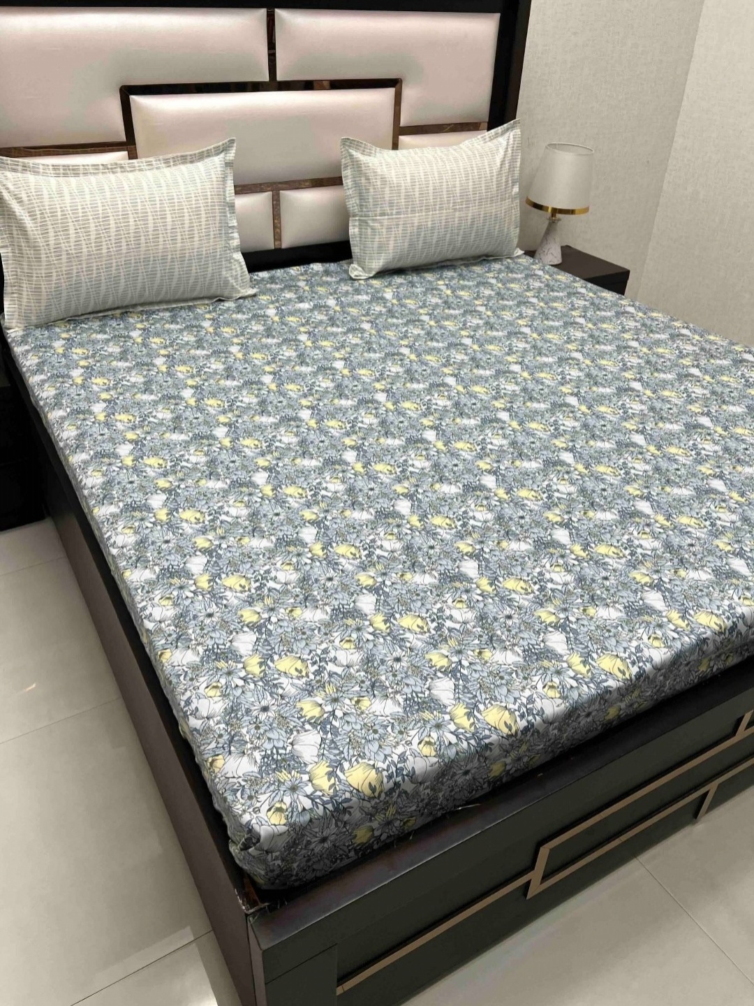 

Pure Decor Cotton King Size Double Bed Bedsheet With 2 Pillow Covers 2.74m X 2.74m, Blue