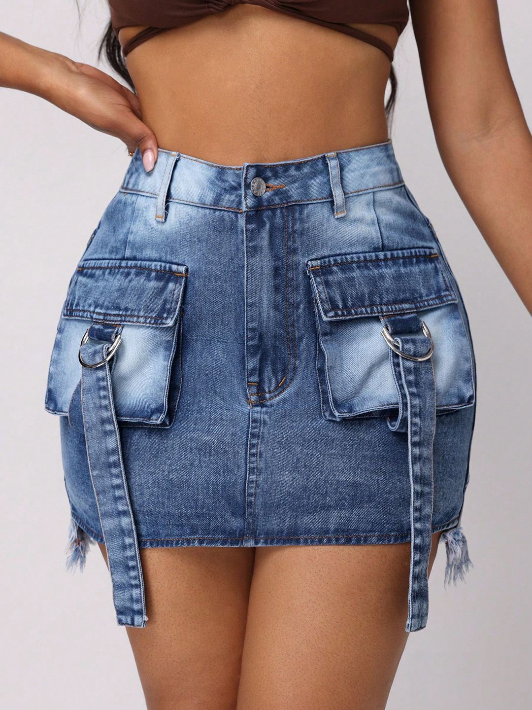 

StyleCast High-Waisted Denim Mini Skirt, Blue