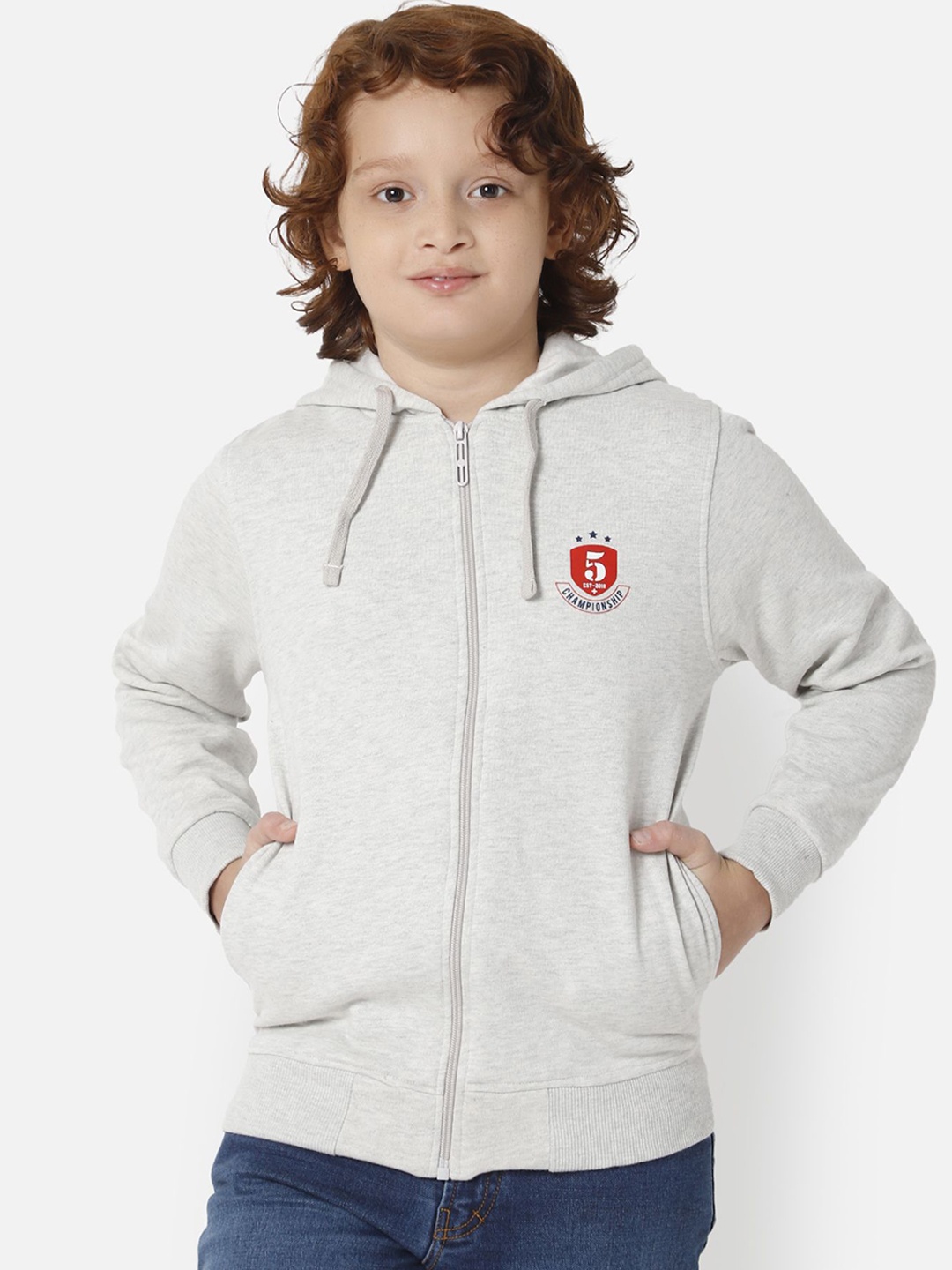 

Bodycare Boys Fleece Lightweight Sporty Jacket with Embroidered, Grey