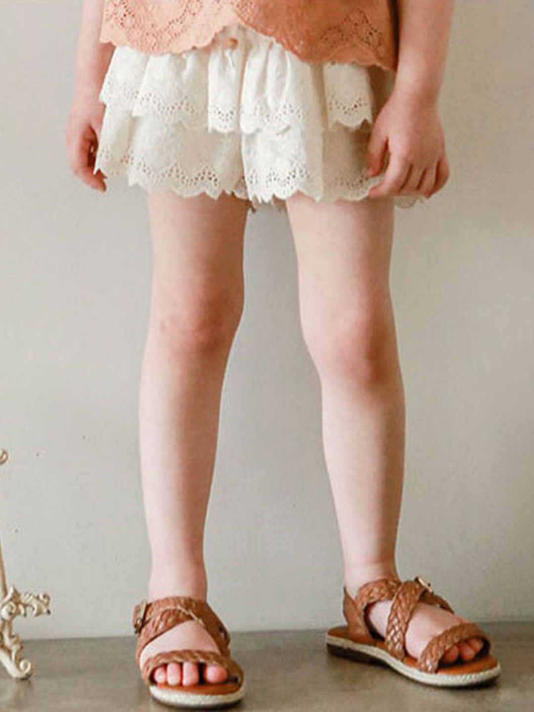 

LULU & SKY Girls Loose Fit High-Rise Shorts, Beige