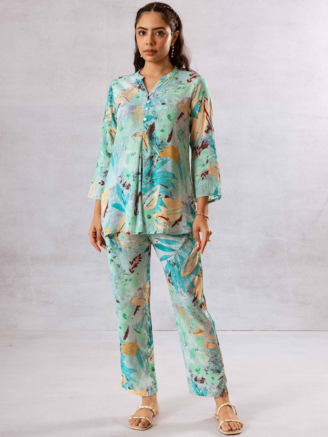 

HUKUM Printed Tunic With Trousers Co-Ords Set, Blue