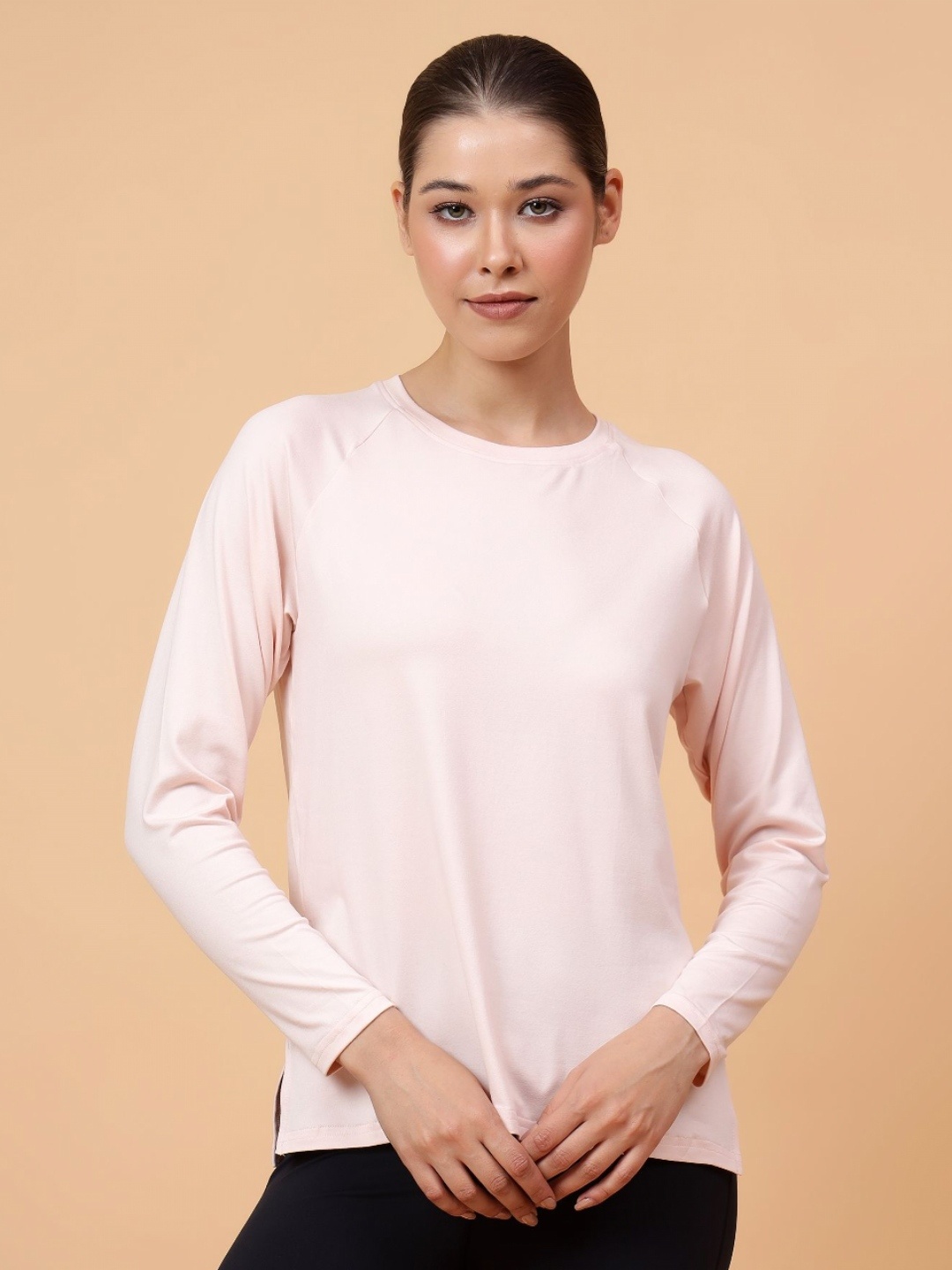 

Fitkin Women Longsleeve Side Slit Tshirt, Pink