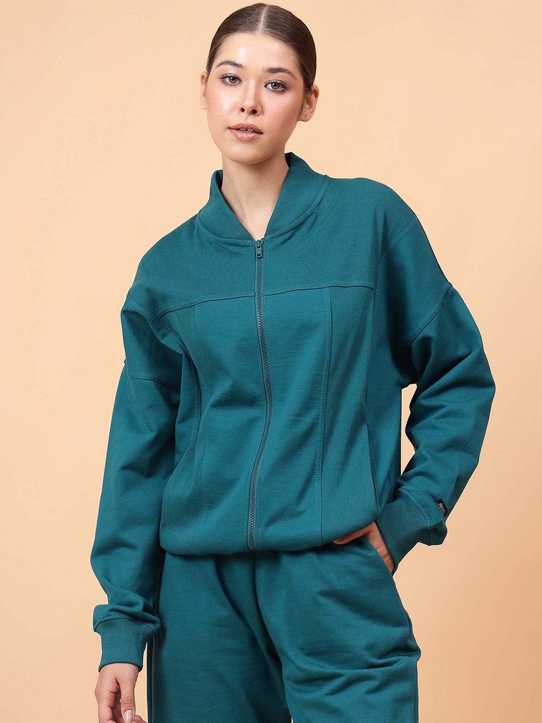 

Fitkin Women Fleece Active Heat Bomber Jacket, Teal