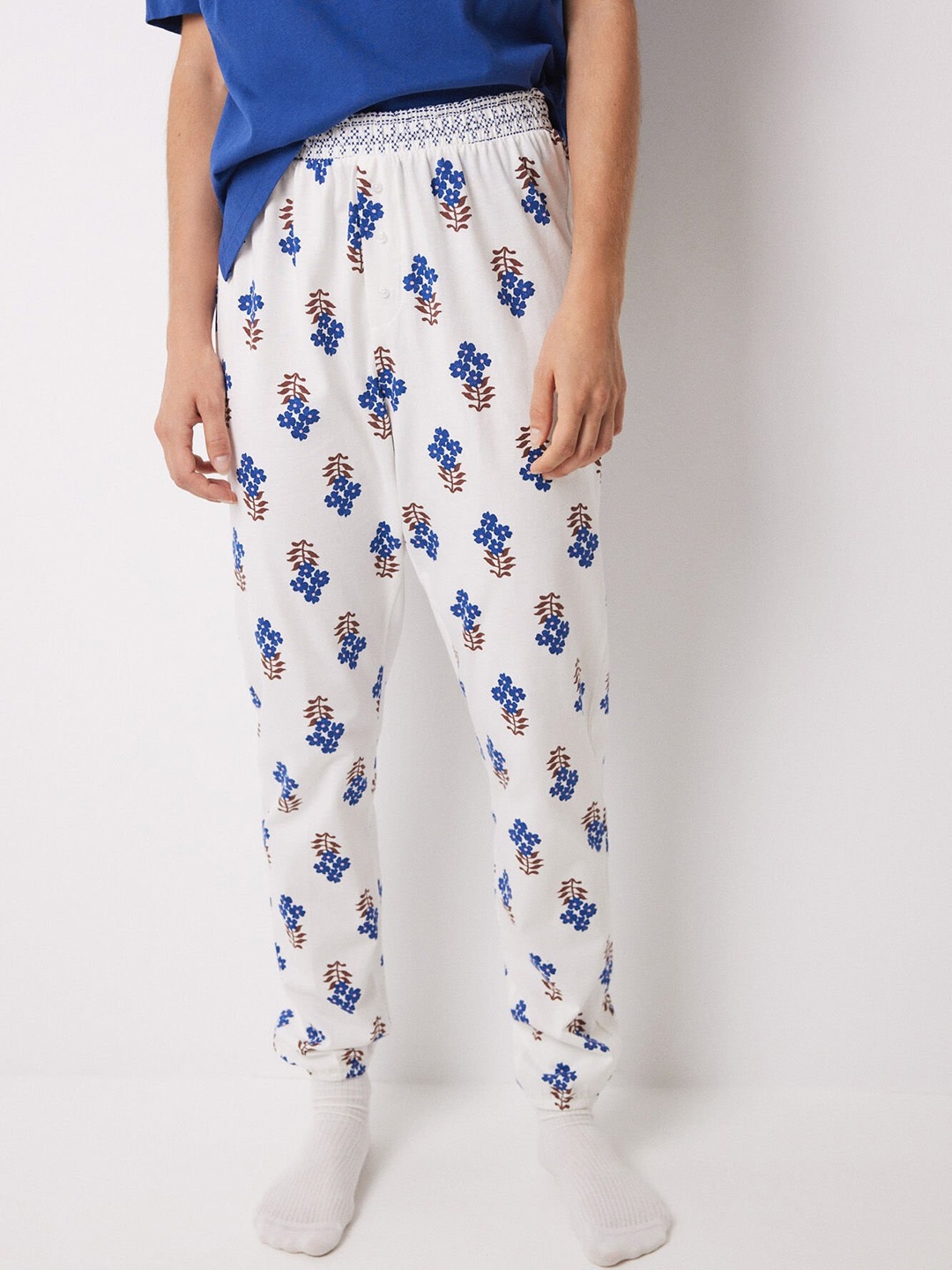 

women'secret Floral Printed Pure Cotton Lounge Pants, White