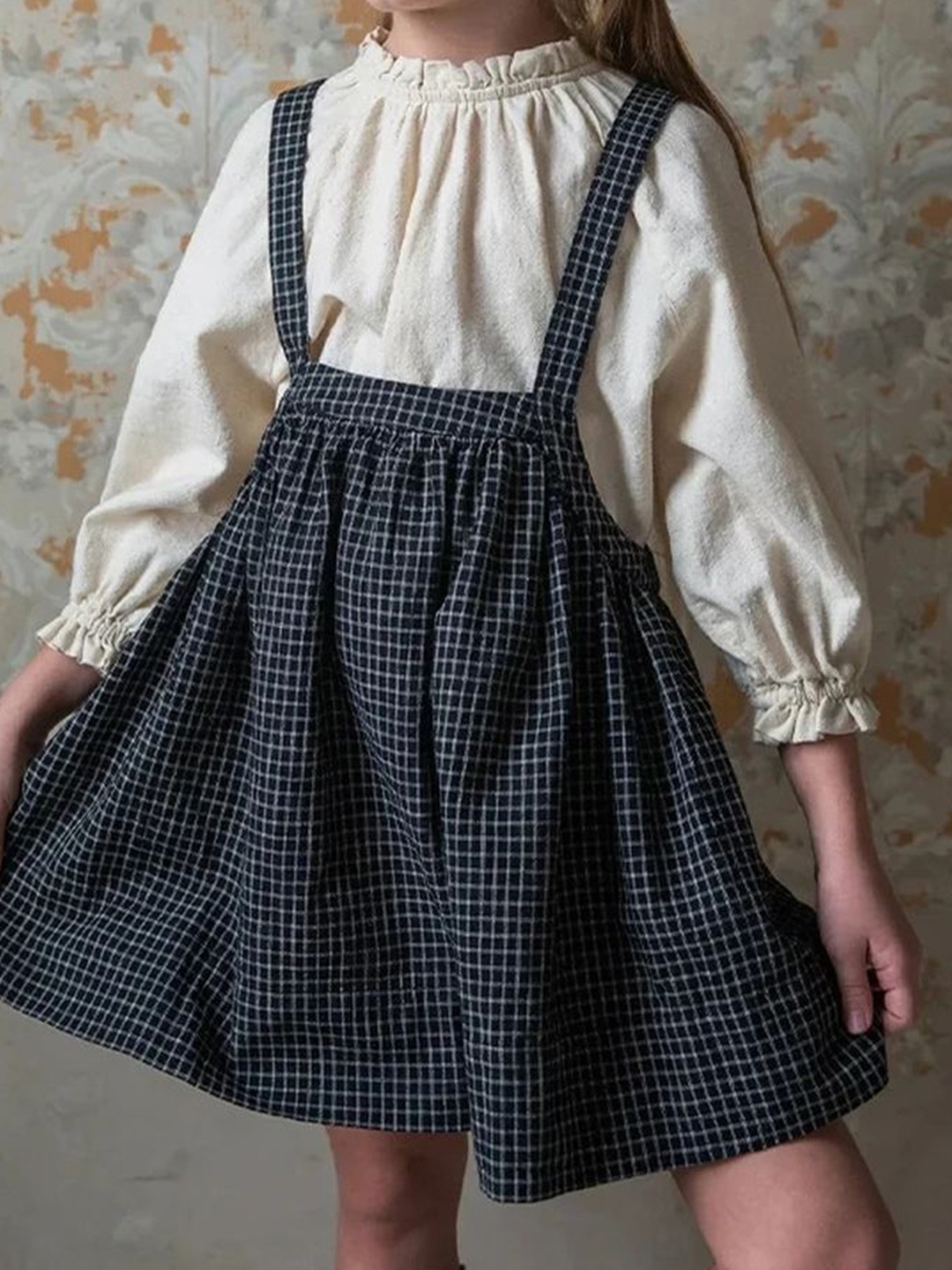 

LULU & SKY Checked Pinafore Dress, Black