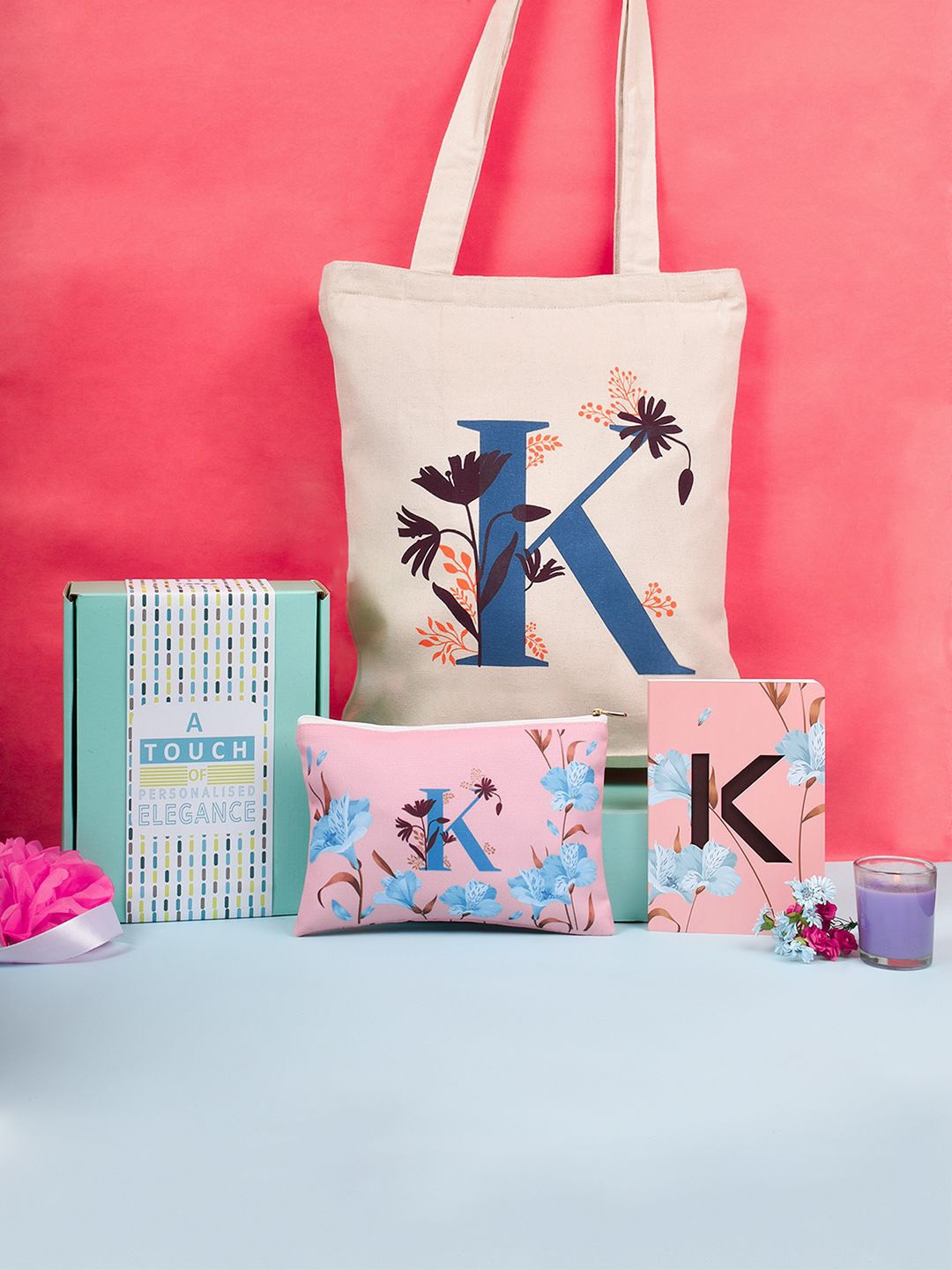 

Doodle Monogram K Gift Set, Pink