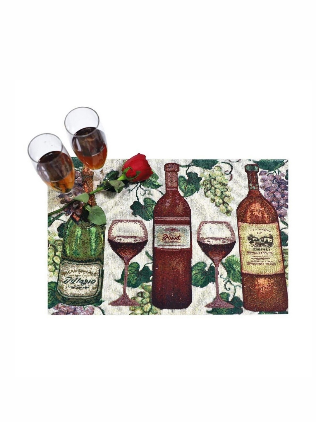

PRAKARTIK Set of 4 Green & White Embroidered Christmas Pure Cotton Dining Table Placemats