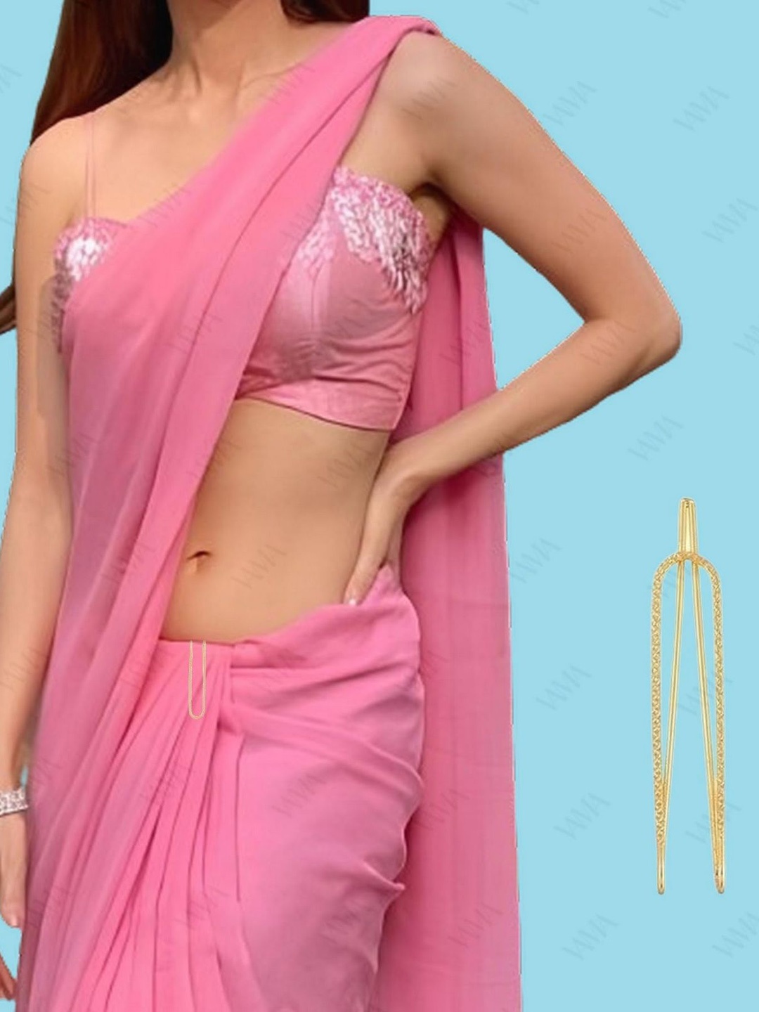 

VAMA Studded Saree Clip Saree Accessories, Gold