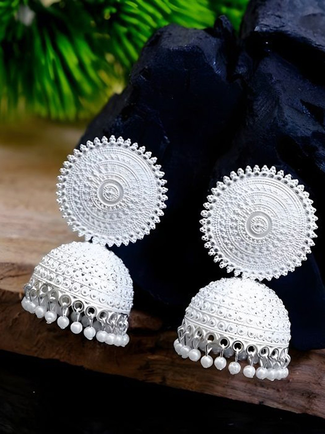 

JMBW INTERNATIONAL Floral Jhumkas Earrings, White
