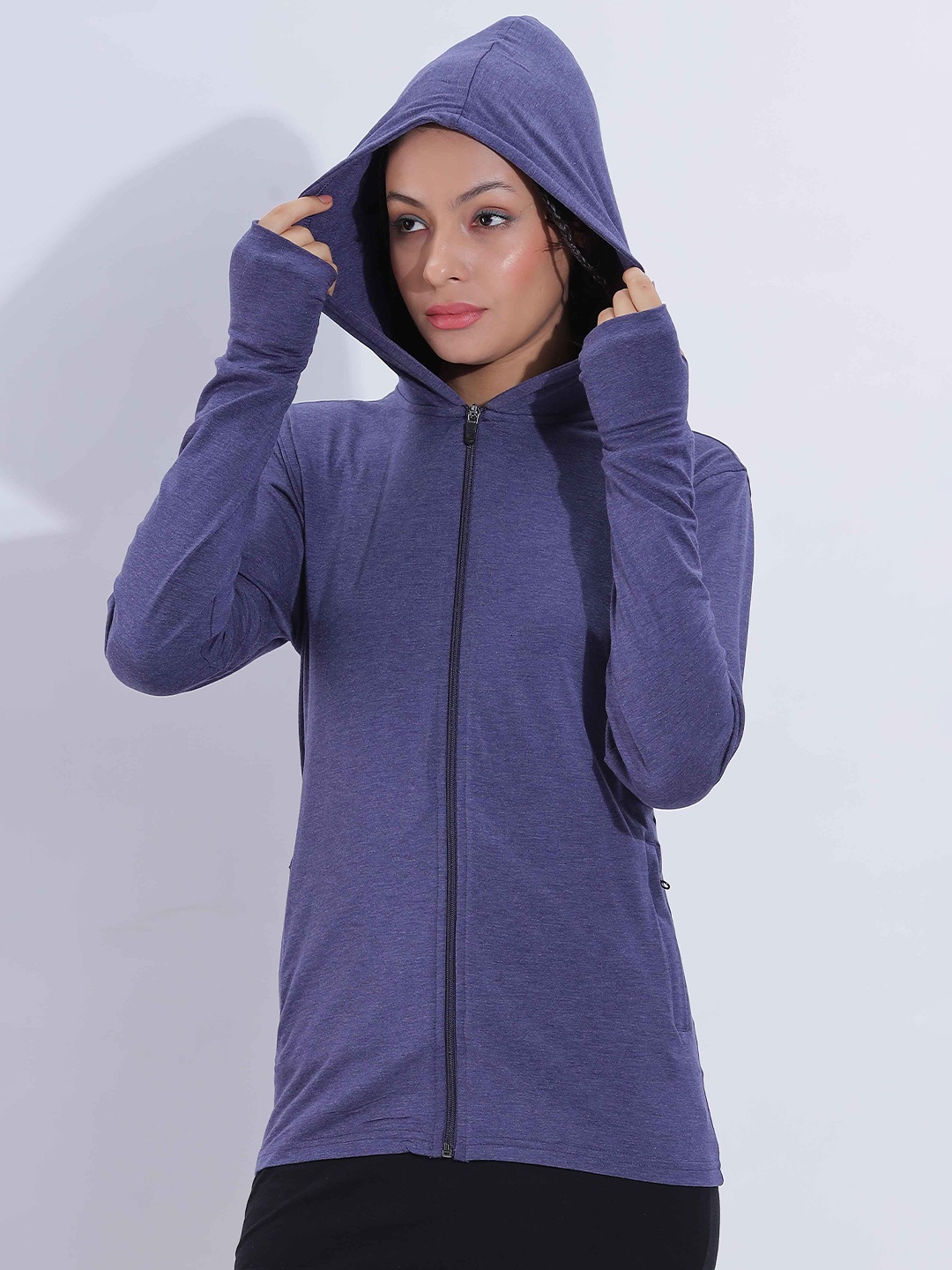 

BLUE TYGA Women without Lightweight Antimicrobial Open Front Jacket, Violet