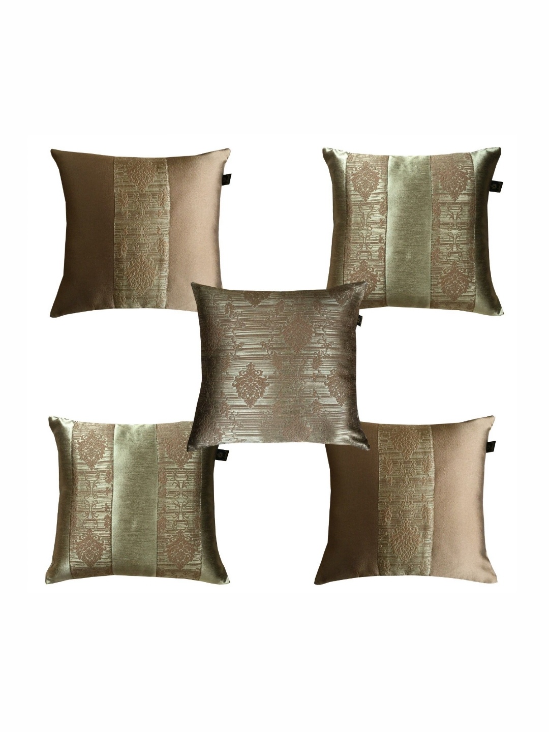 

Lushomes Brown Set of 5 Square Cushion Covers