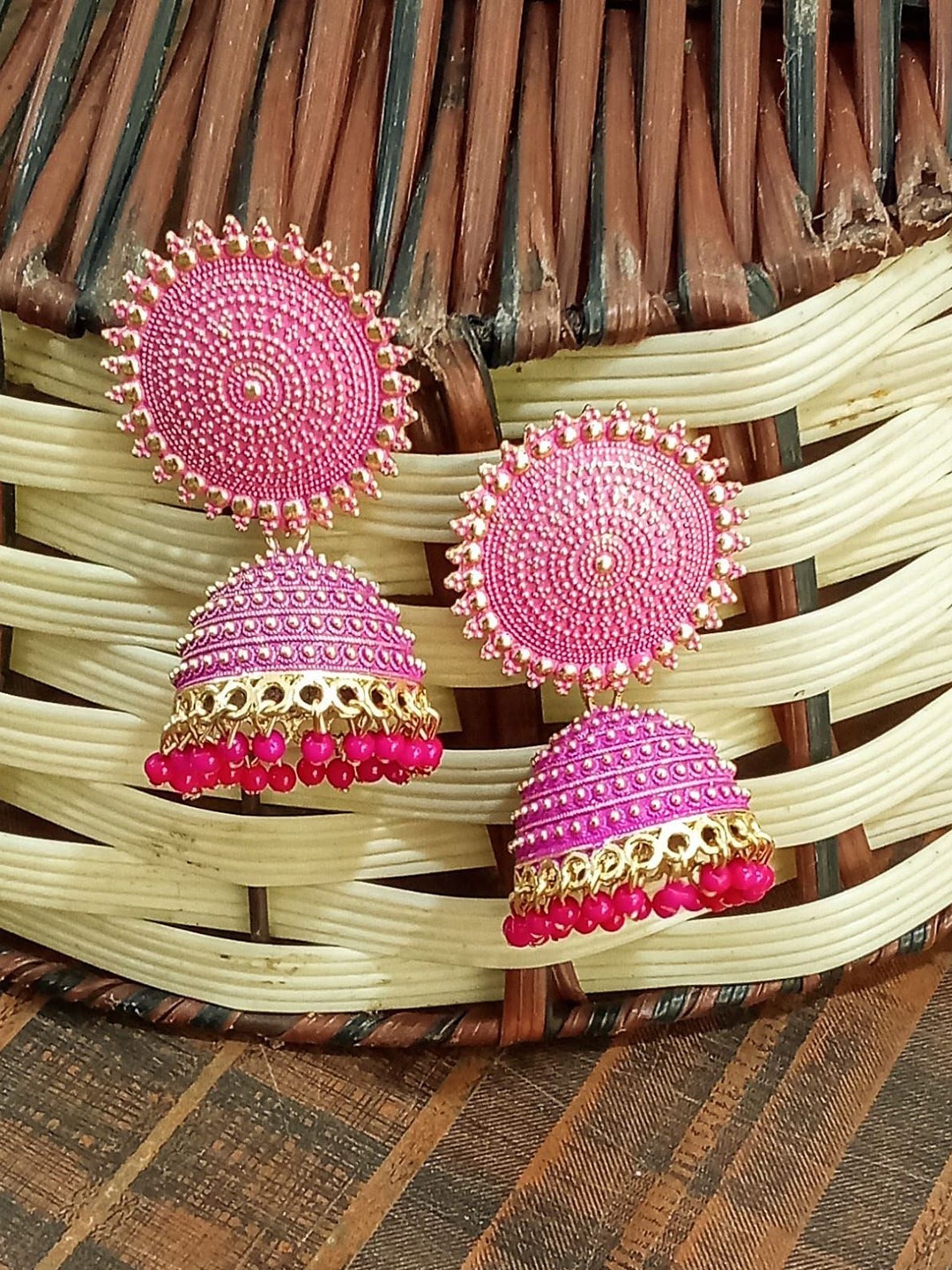 

JMBW INTERNATIONAL Floral Jhumkas Earrings, Lavender