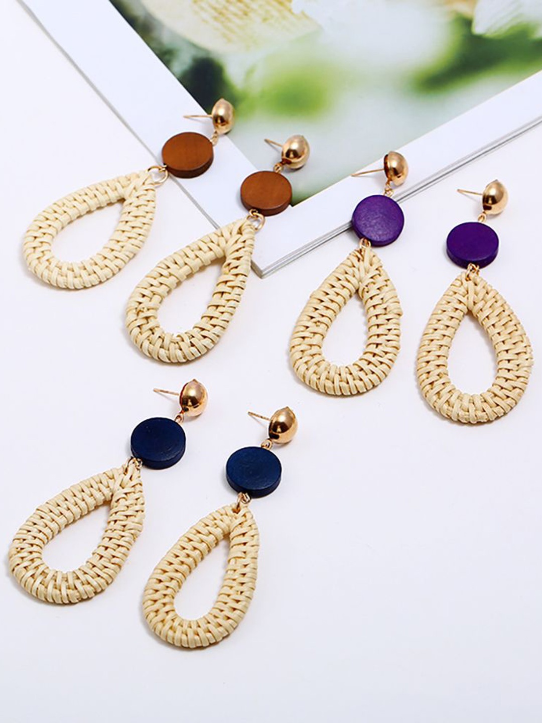 

StyleCast x Revolte Geometric Drop Earrings, Coffee brown