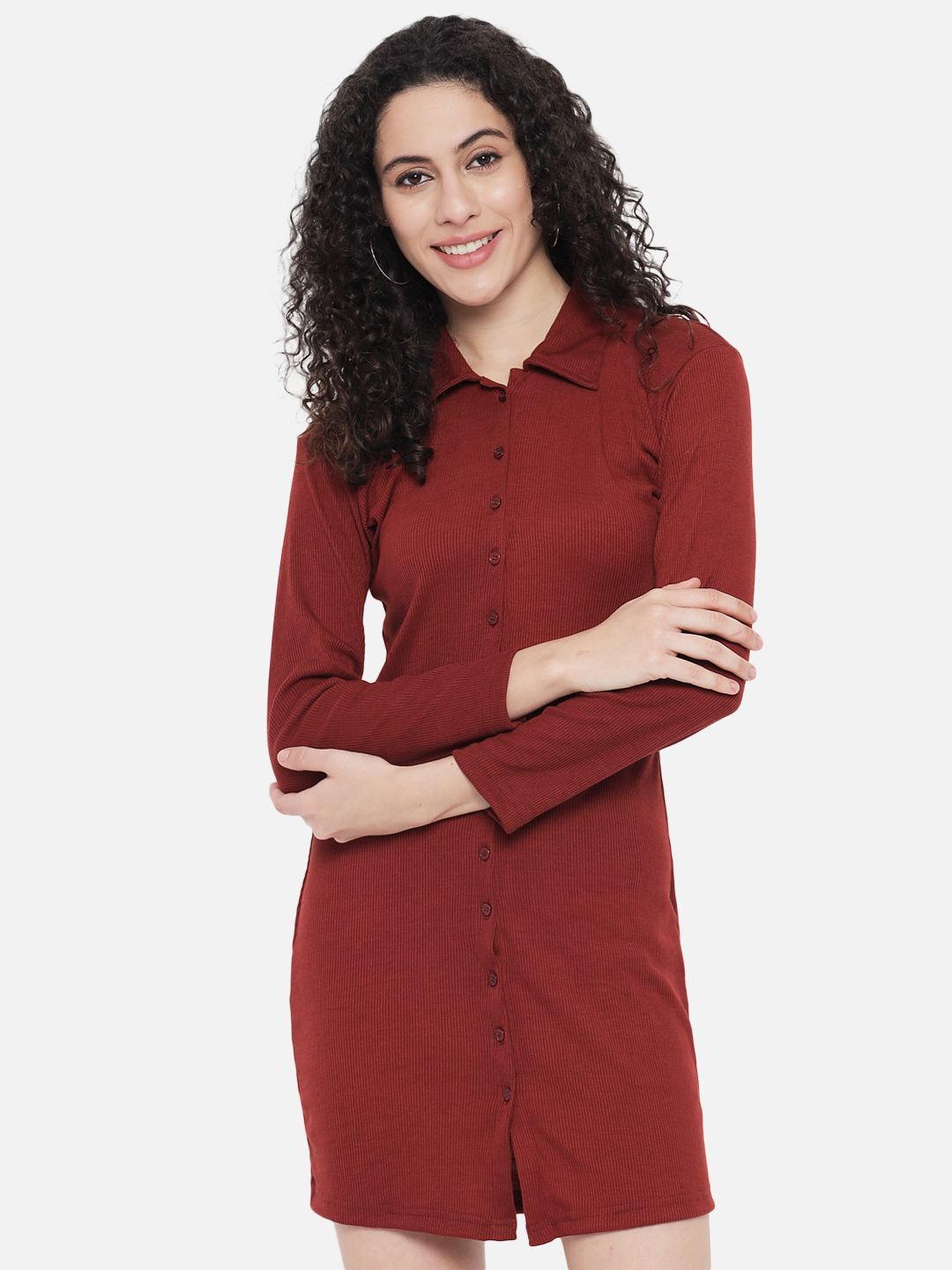 

BAESD Shirt Mini Dress, Rust