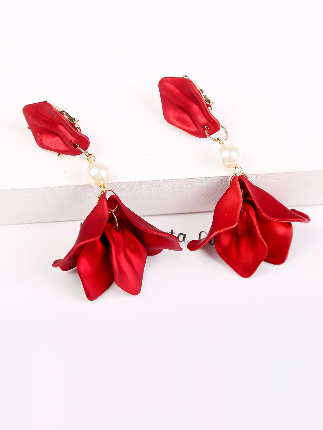 

StyleCast x Revolte Leaf Shaped Drop Earrings, Red