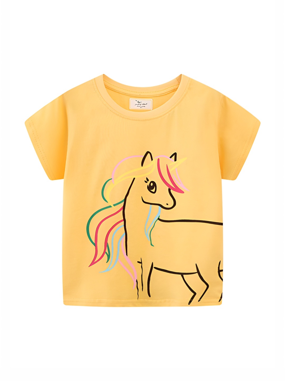 

LULU & SKY Girls Printed Applique T-shirt, Yellow