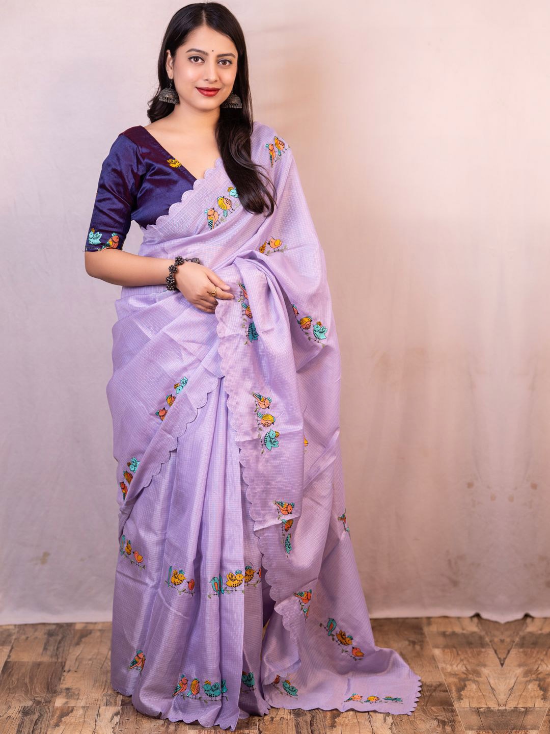 

Mitera Ethnic Motifs Embroidered Art Silk Saree, Purple