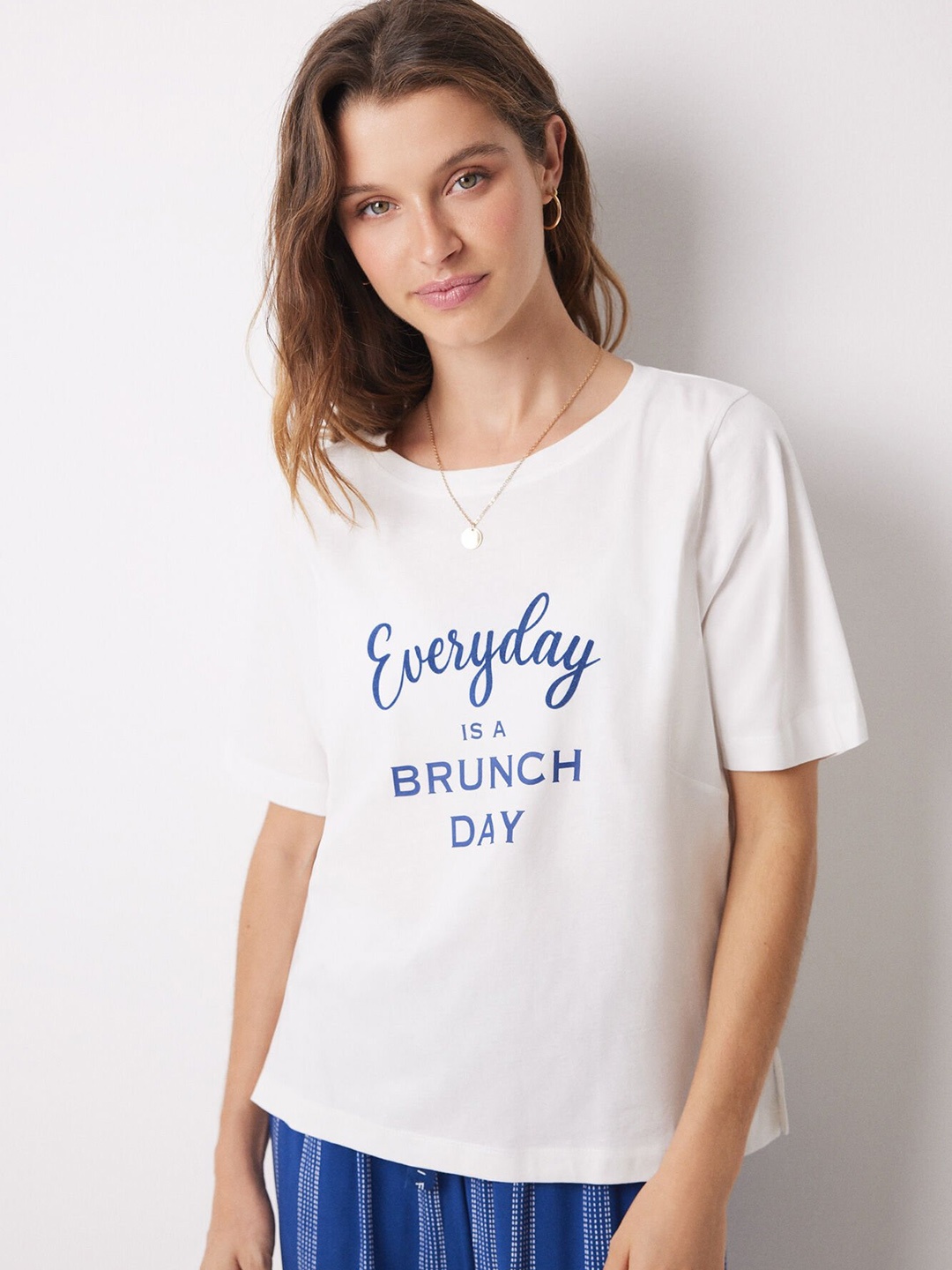 

women'secret Typography Print Pure Cotton Lounge T-Shirt, White