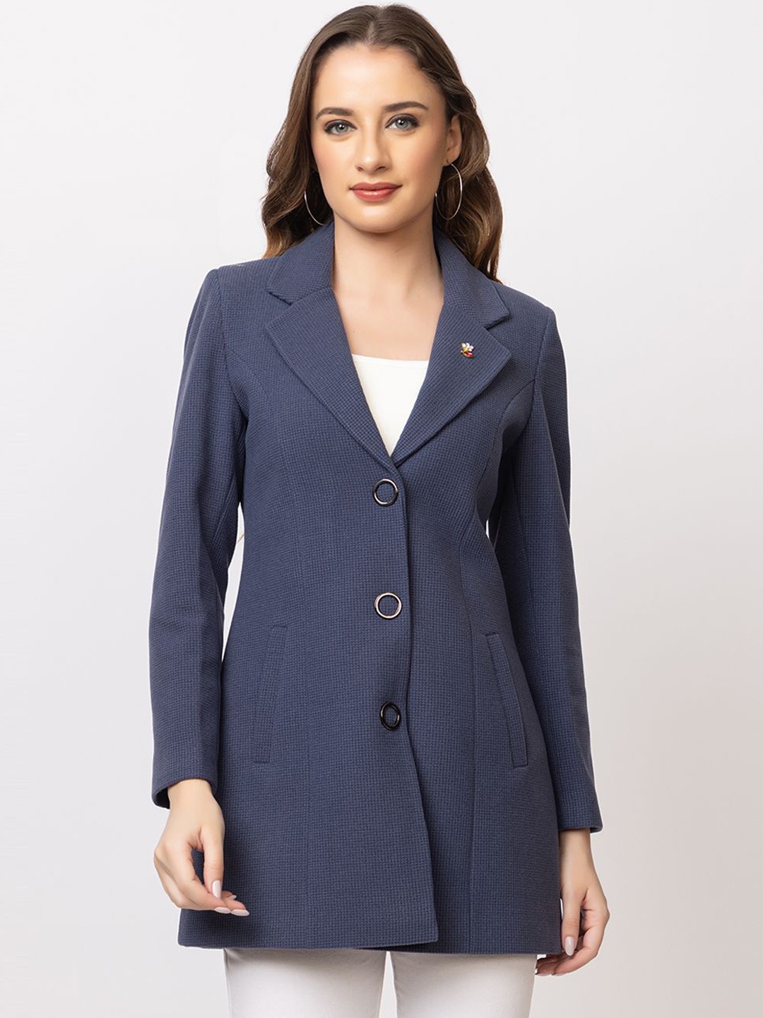 

TWENTY ME Slim Fit Single-Breasted Overcoat, Navy blue
