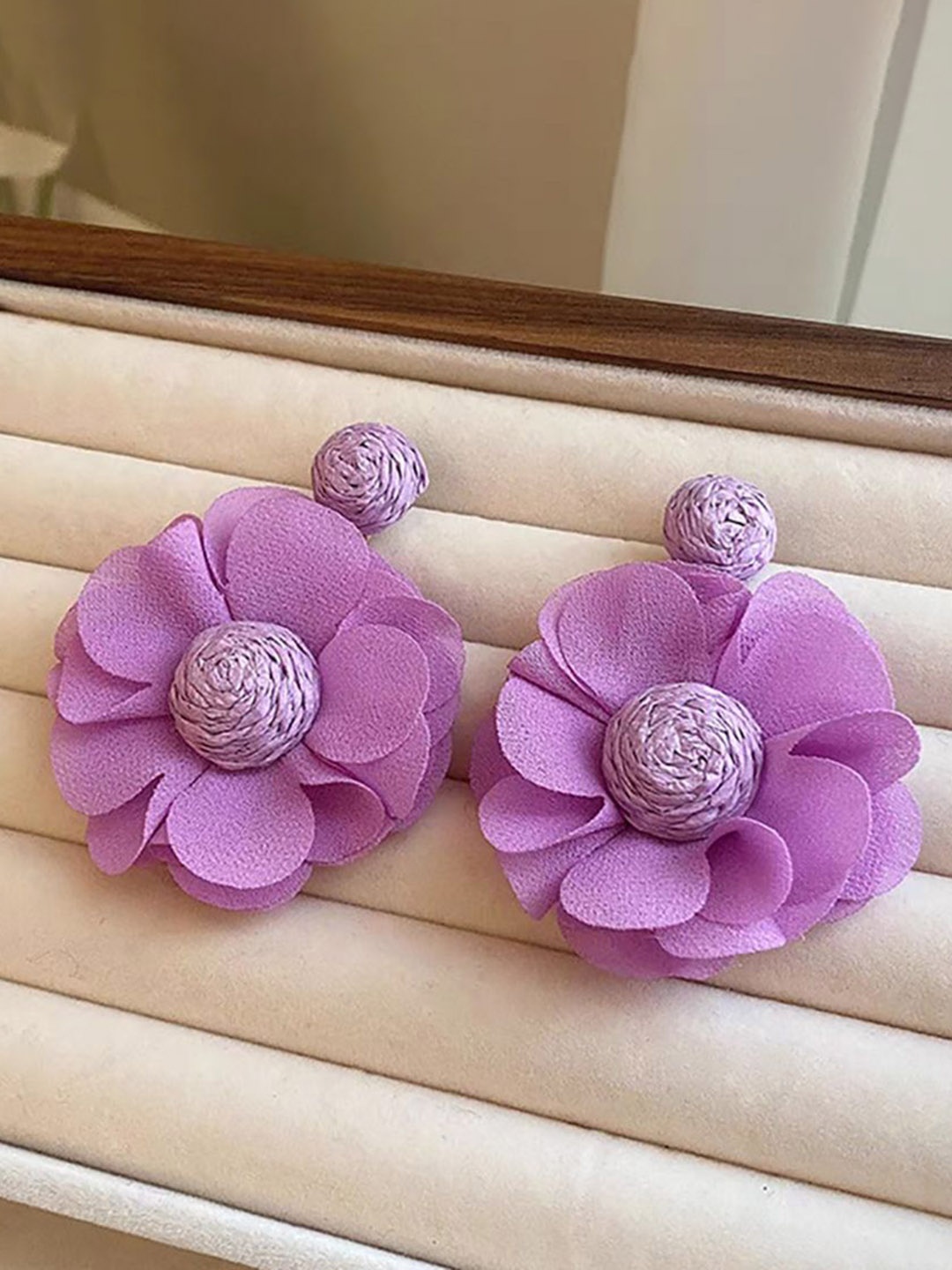 

StyleCast x Revolte Floral Studs Earrings, Purple