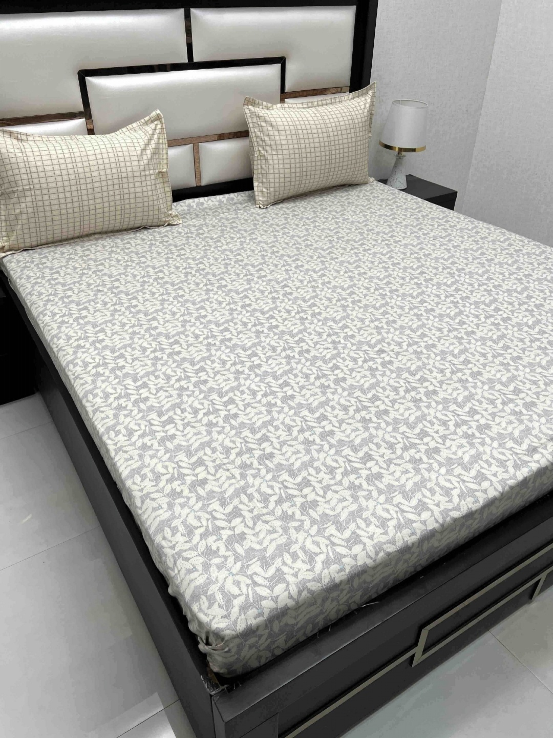 

Pure Decor Cotton King Size Double Bed Bedsheet With 2 Pillow Covers 2.74m X 2.74m, Grey