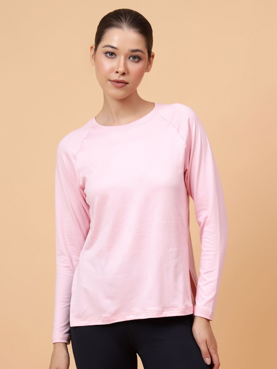 

Fitkin Women Side Slit T-Shirt, Pink