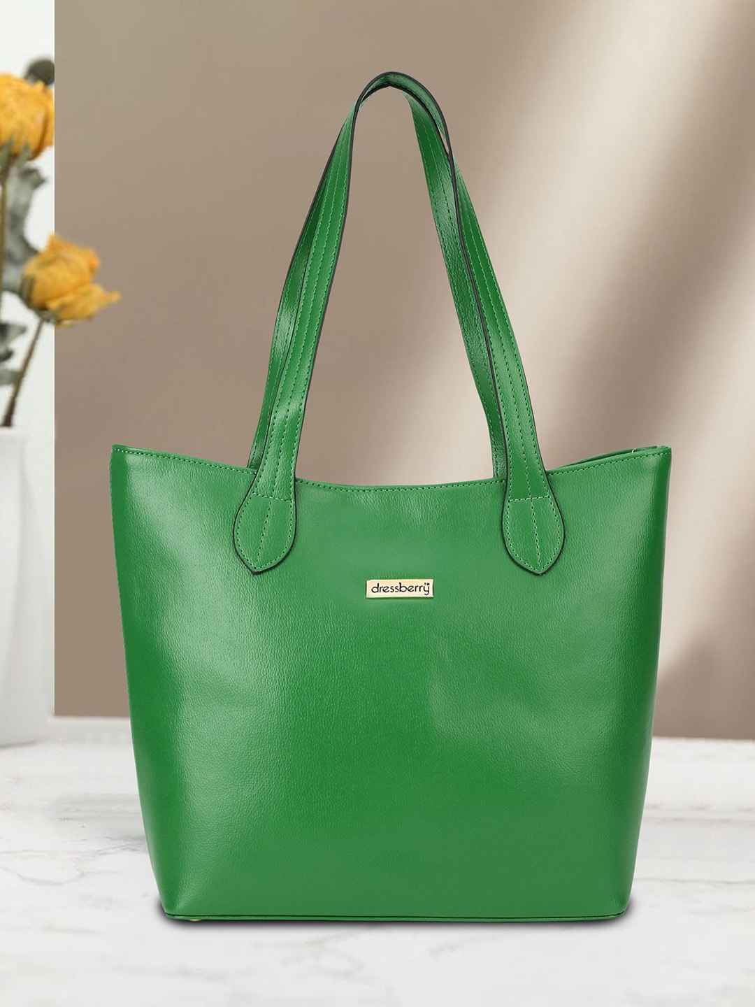 

DressBerry Textured Shopper Shoulder Bag, Green