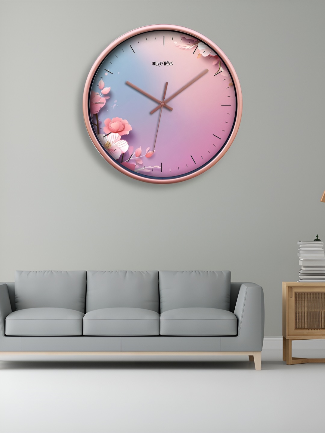 

OLIVE TREE Copper-Toned & Pink Printed Contemporary Wall Clock