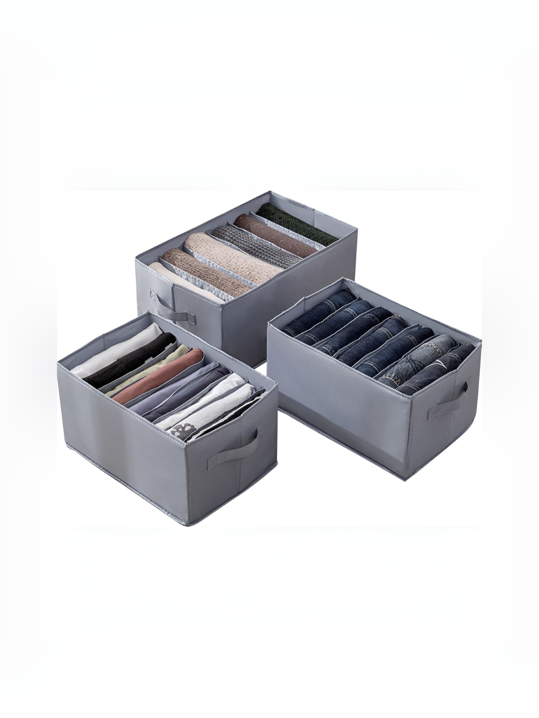 

HOUSE OF QUIRK Grey Set of 3 Regular Drawer Organiser Organisers