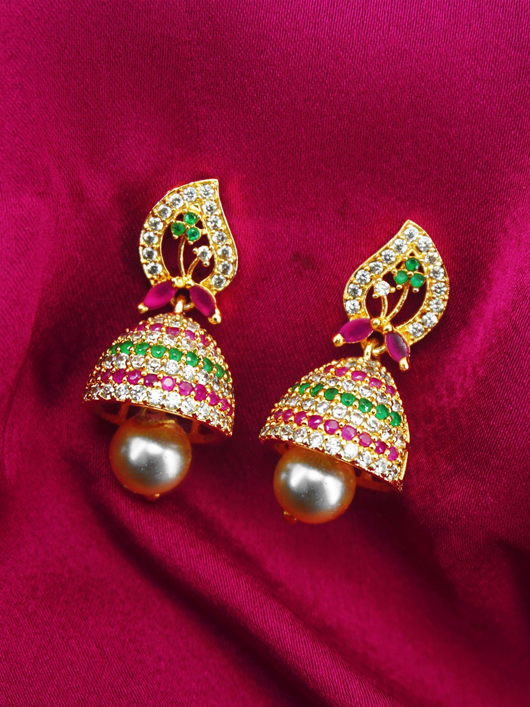 

PINAAKA DARINI Contemporary Jhumkas Earrings, Gold