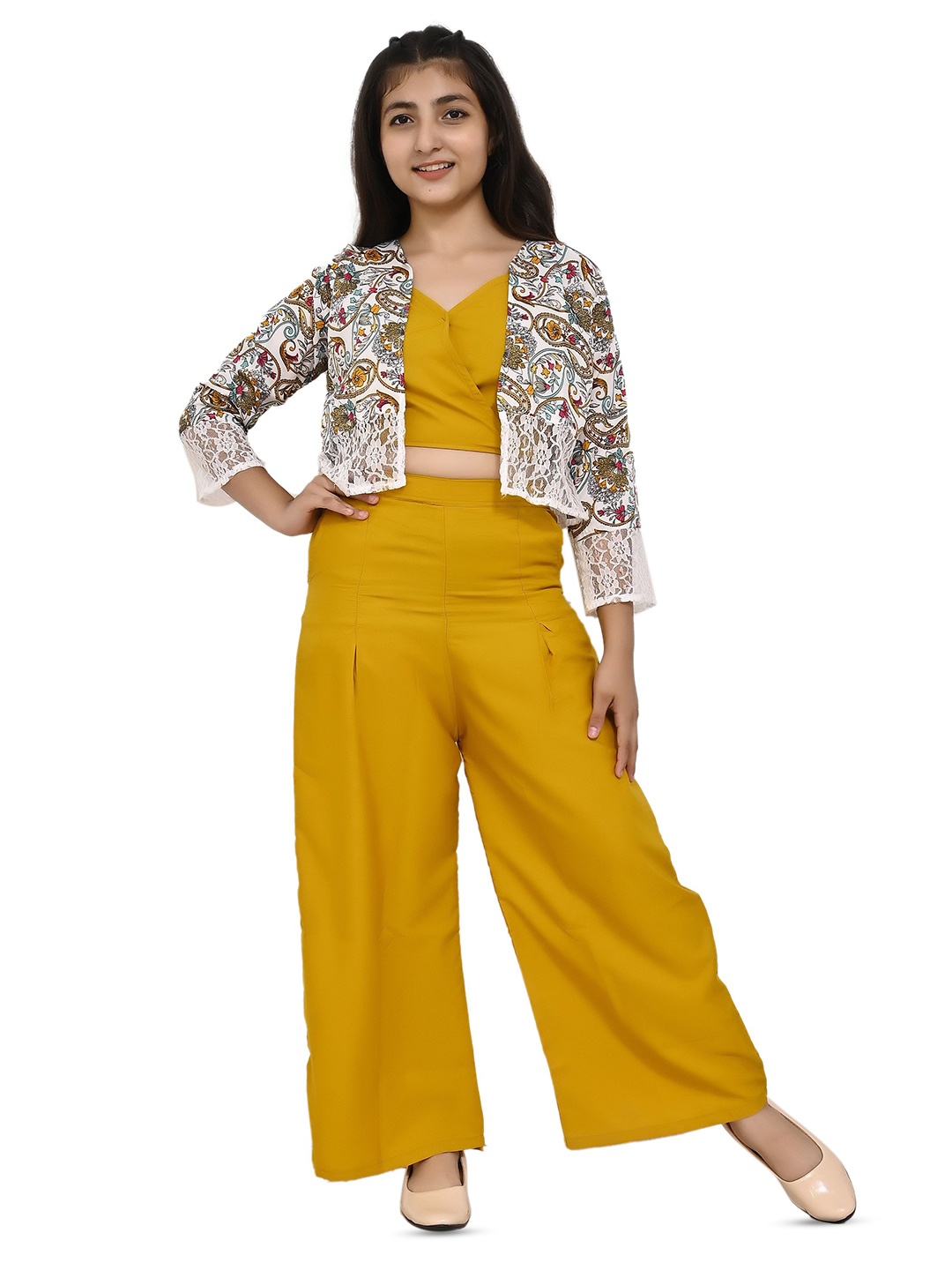 

Mabish Girls Printed Top with Trousers, Yellow