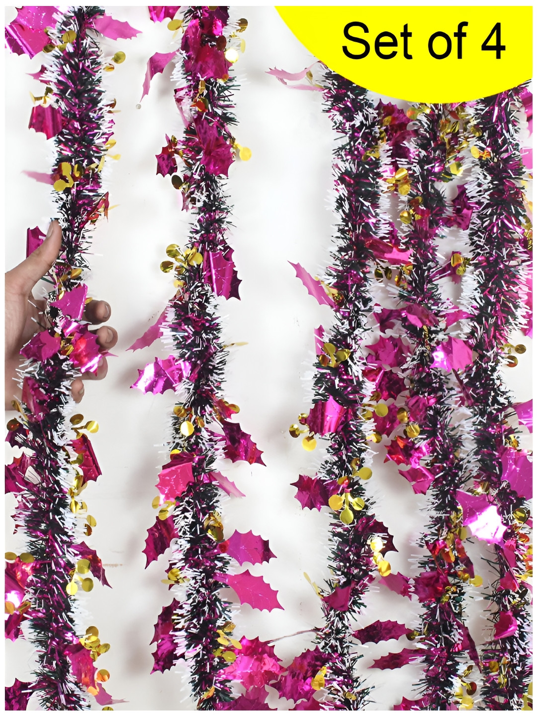 

TIED RIBBONS Pink Set Of 4 Christmas Garlands for Home Decoration