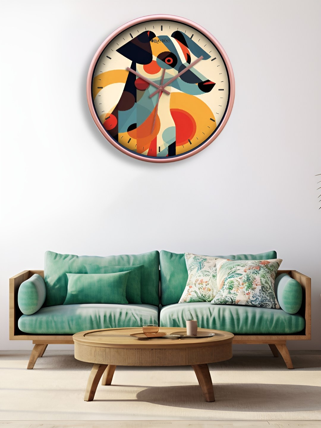 

OLIVE TREE Copper-Toned & Yellow Printed Contemporary Wall Clock