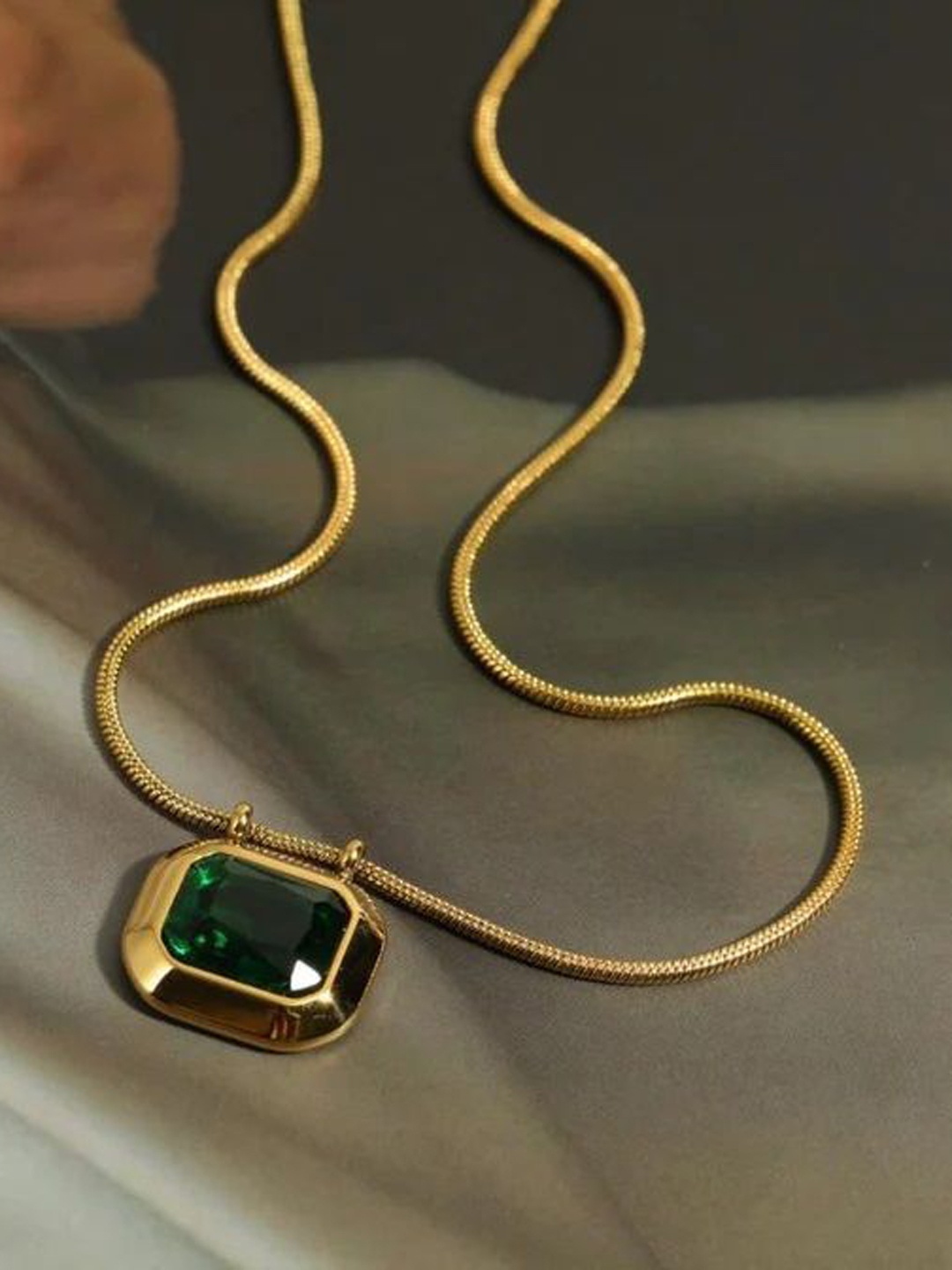 

Palli Creation Gold-Plated Square Pendants with Chains