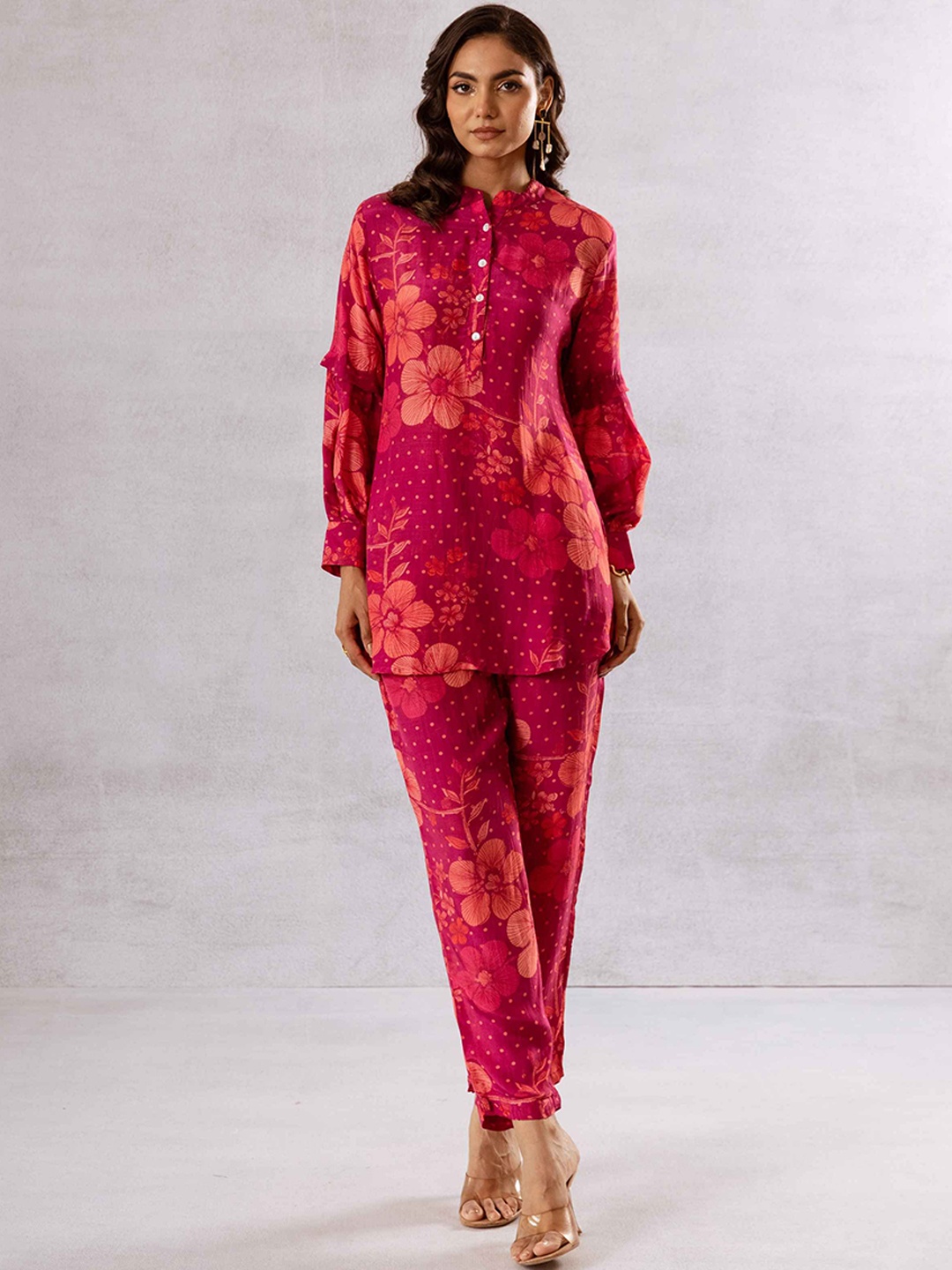 

HUKUM Printed Tunic With Trousers Co-Ords, Pink