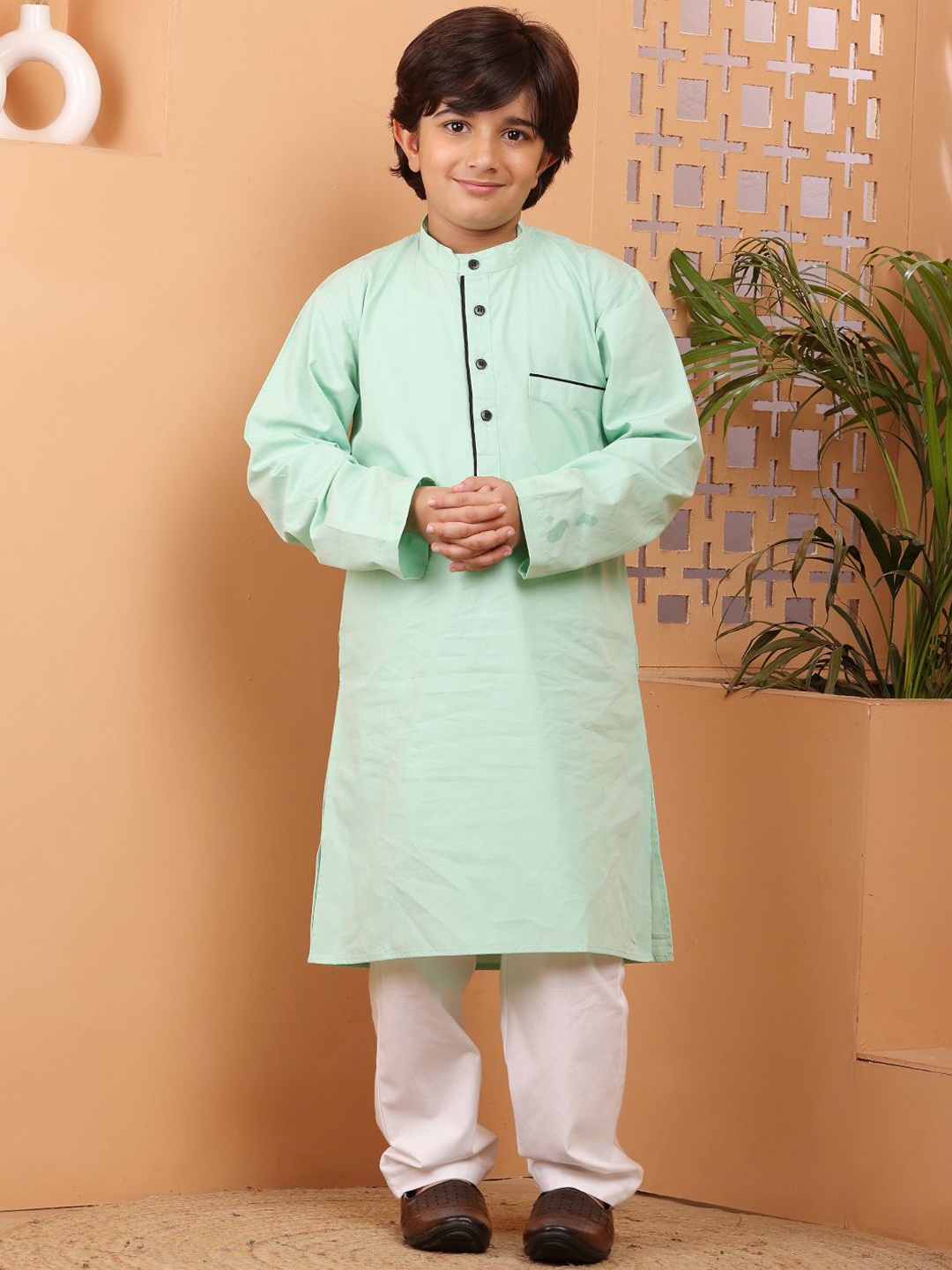 

NABIA Boys Regular Pure Cotton Kurta with Pyjamas, Sea green