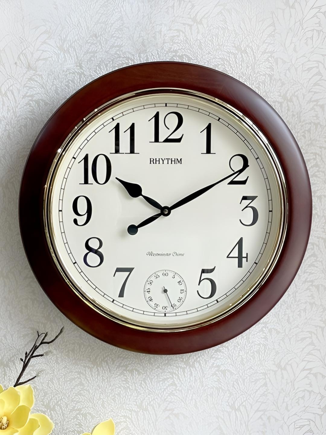 

Rhythm Brown & White Traditional Wall Clock