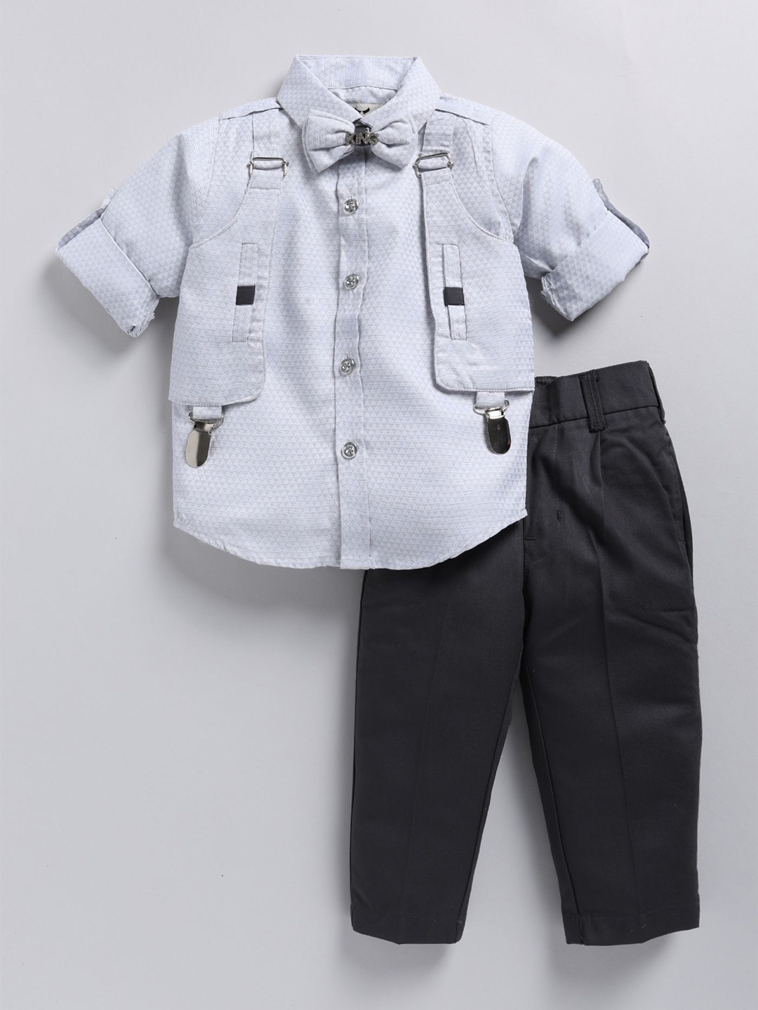 

LITTLE COLLARS Boys Shirt with Trousers, Grey