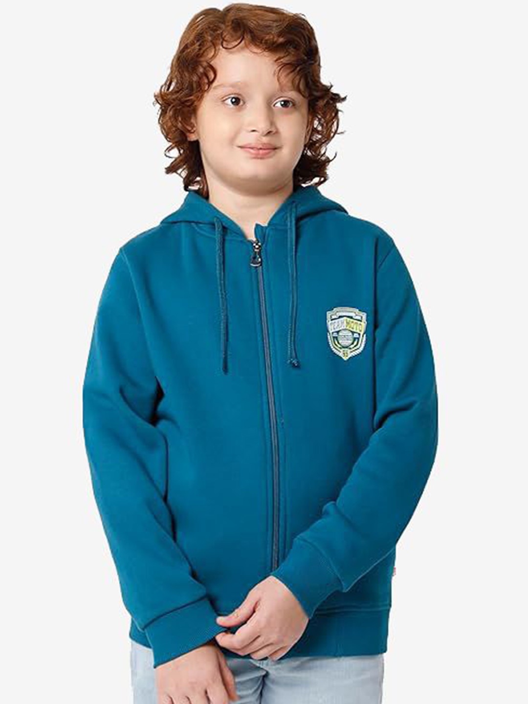 

Bodycare Boys Fleece Lightweight Bomber with Patchwork Jacket, Blue