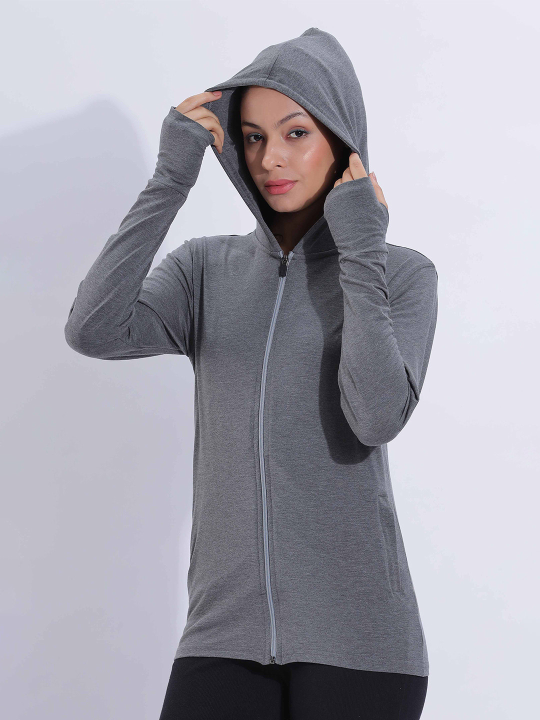 

BLUE TYGA Women without Lightweight Antimicrobial Open Front Jacket, Charcoal